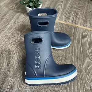 CROCS Kids crocband Rain waterproof Boots Sz 8 children navy blue